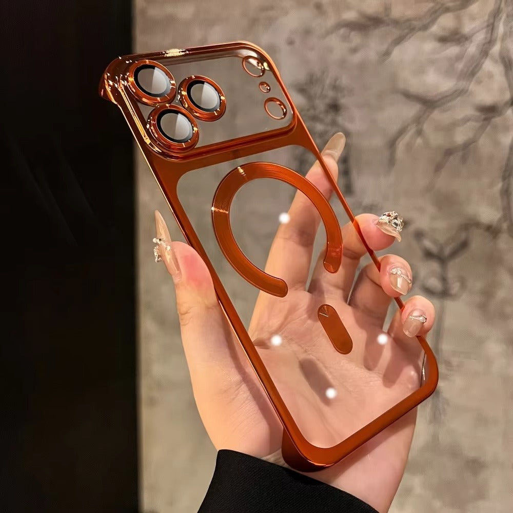 Premium iPhone Case — Plating Frameless Slim Transparent PC Cover for MagSafe with Borderless Design, Camera Protection, Anti-Fingerprint, Anti-Scratch, Dustproof