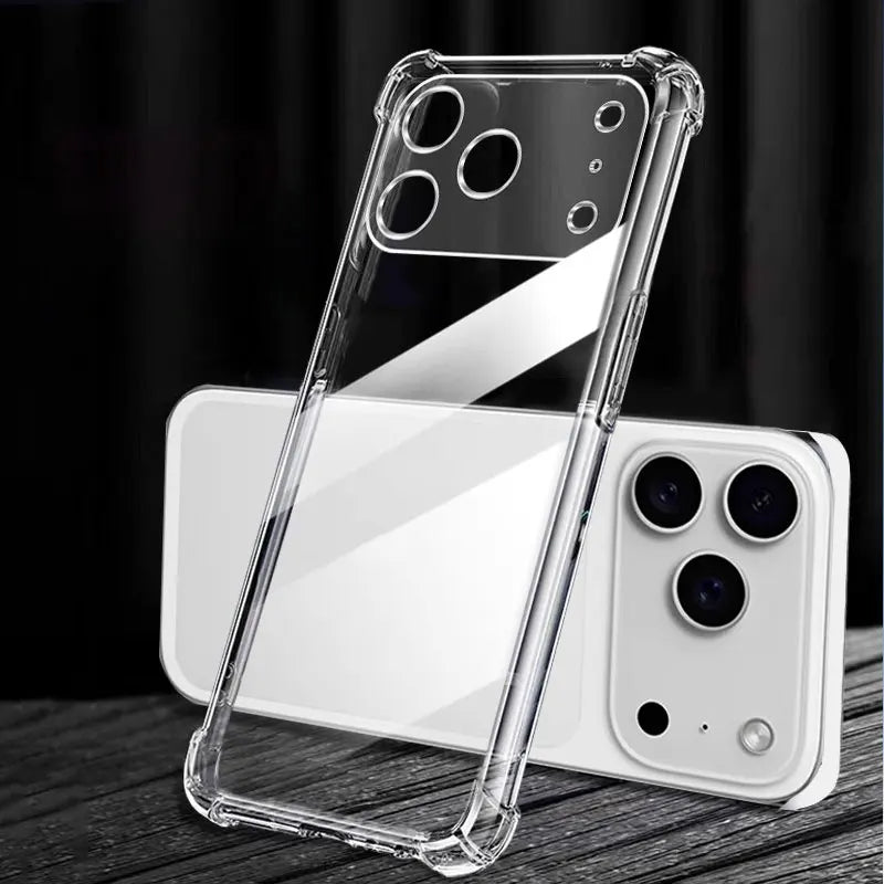 Premium Transparent iPhone Case — Shockproof Clear PC+TPU Cover with Corner Protection, Anti-Scratch, Slim Protective Shell
