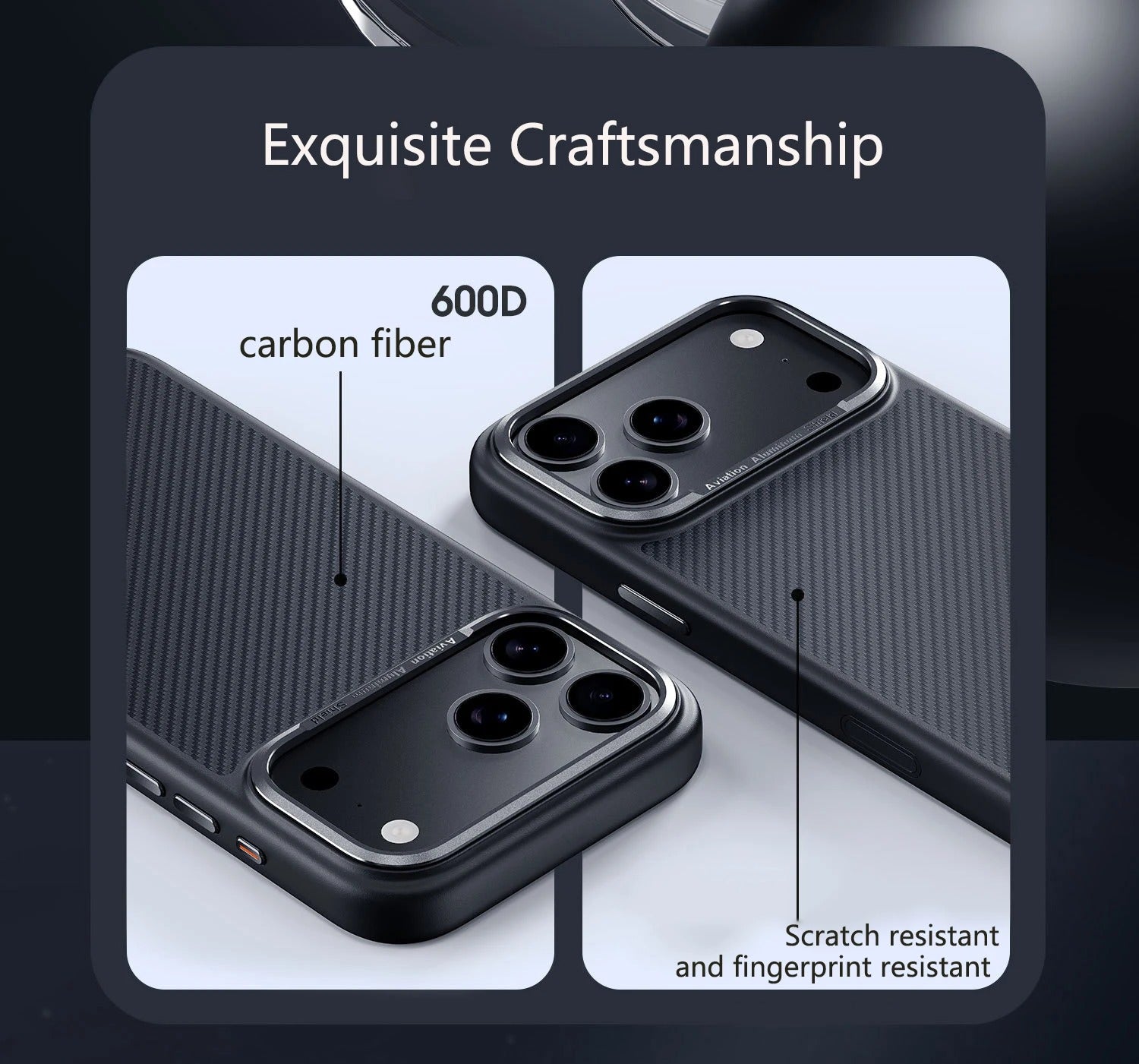 Premium iPhone Case — 600D Kevlar Series Conelz Aramid Fiber Half-Wrapped Cover with Magnetic Shockproof Anti-Fingerprint Anti-Scratch Protection