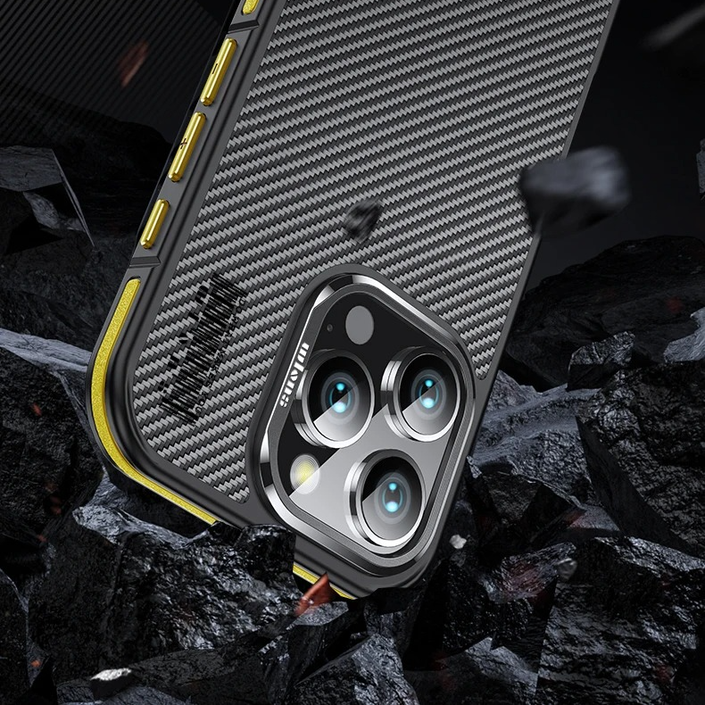 Premium iPhone Case — 600D Kevlar Series Magnetic Cover with Metal Camera Ring, Shockproof Half-Wrapped PC+TPU Design & MagSafe Compatibility