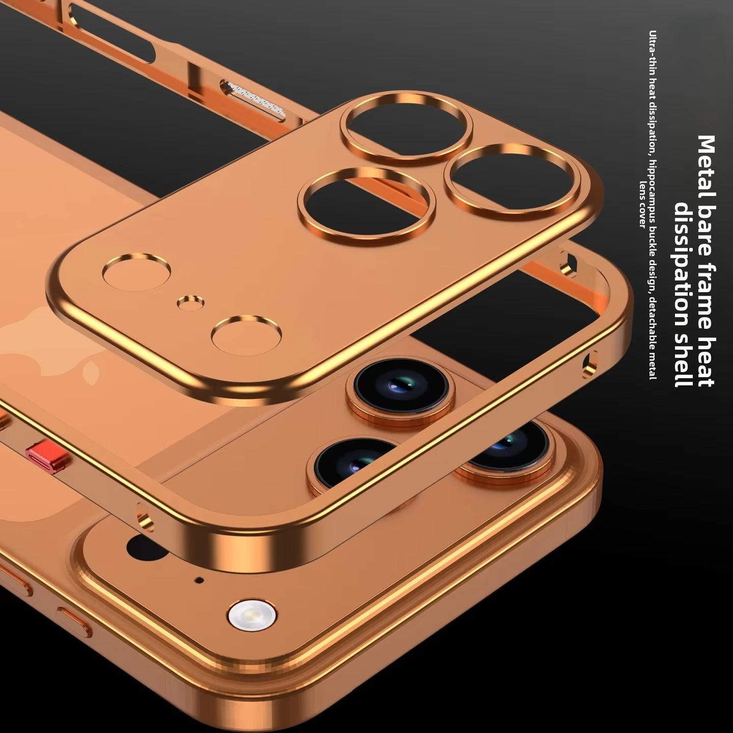 Premium iPhone Case — Aluminum Alloy Frame Cover with Heat-Dissipation Design and Shockproof Durable Metal Protection