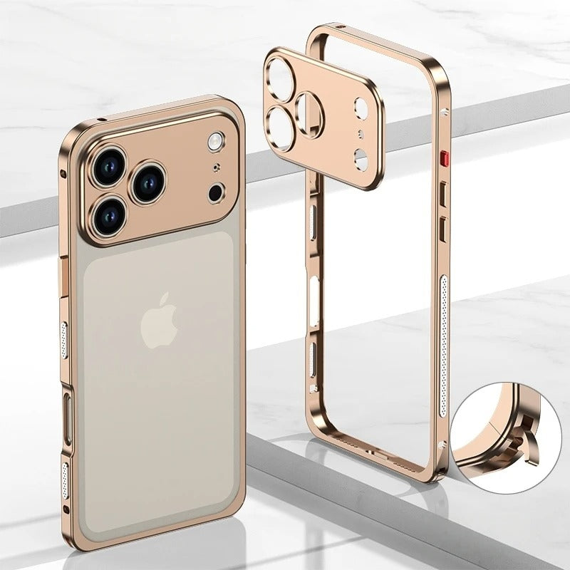 Premium iPhone Case — Aluminum Alloy Frame Cover with Heat-Dissipation Design and Shockproof Durable Metal Protection