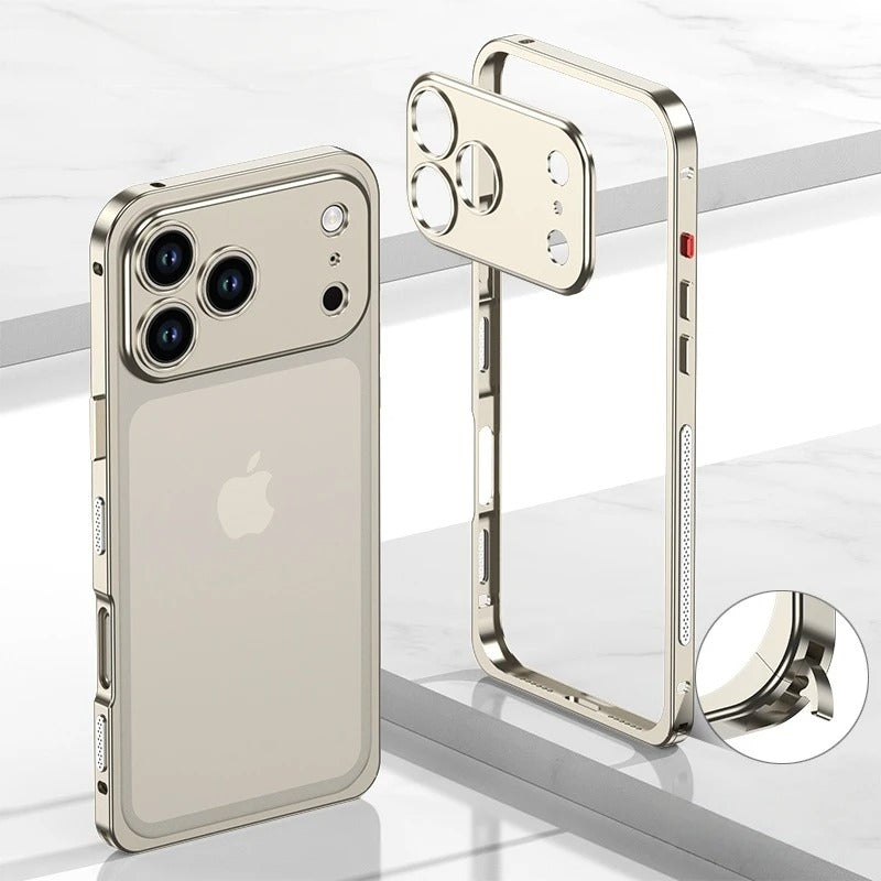 Premium iPhone Case — Aluminum Alloy Frame Cover with Heat-Dissipation Design and Shockproof Durable Metal Protection