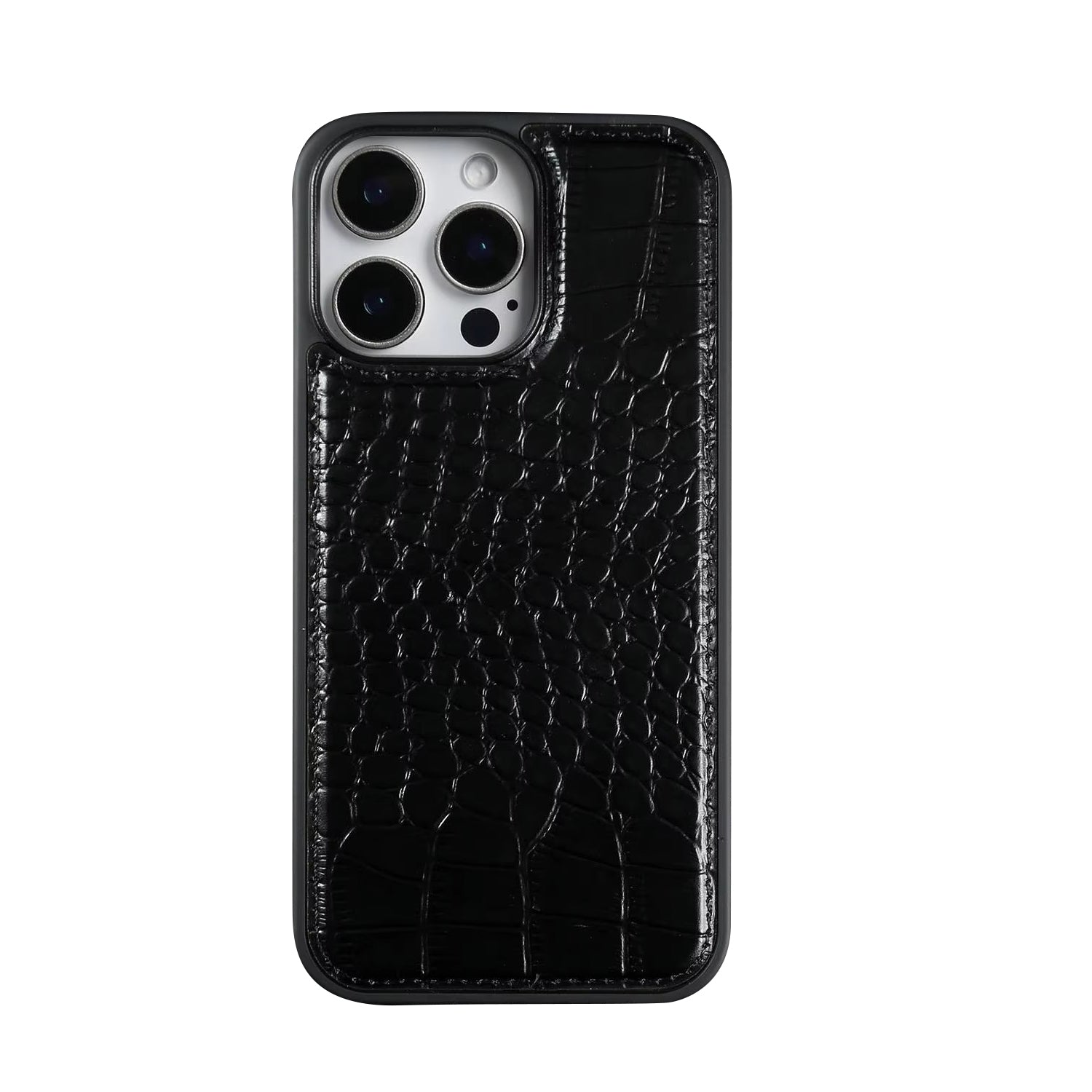 Premium iPhone Case — Crocodile-Pattern Genuine Cowhide Leather Cover with Shockproof TPU Protection, Anti-Fingerprint Finish and Raised Camera Lips