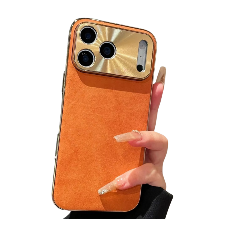 Premium iPhone Case — Leather Cover with Electroplate Frame, Shockproof Half-Wrapped PC Design, Camera Protection, Anti-Fingerprint Anti-Scratch Non-Slip Finish