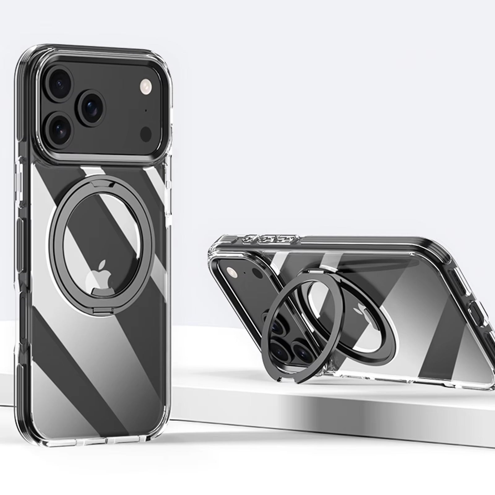 Premium iPhone Case — MagSafe Clear Protective Cover with 360° Ring Holder, Dustproof Design and Precise Fit Plastic Back Finish