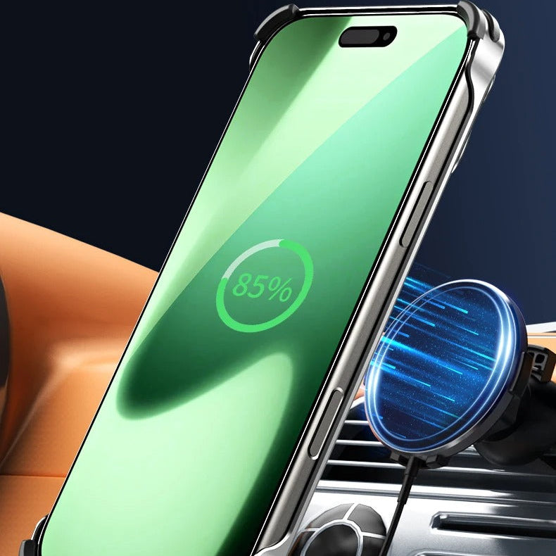 Premium iPhone Case — Magnetic Hollow Metal Cover with Breathable Heat-Dissipating Design and Built-In Stand Bracket