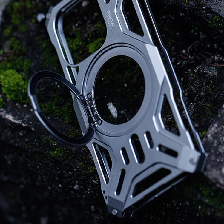 Premium iPhone Case — Magnetic Metal Protective Cover with Invisible Kickstand, Heavy-Duty Anti-Fall Design, Matte Anti-Fingerprint Finish & Non-Slip Grip