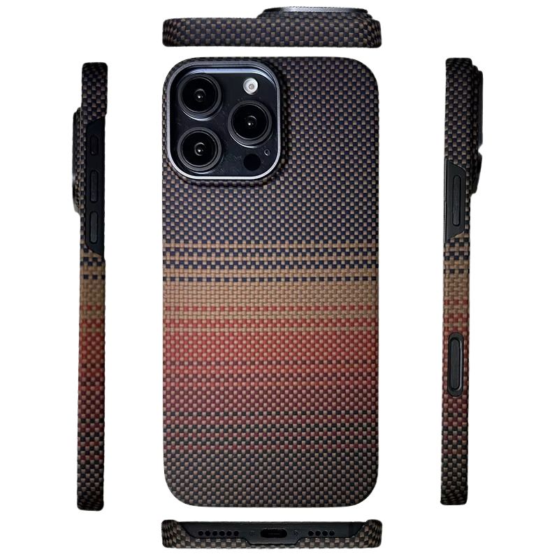 Premium iPhone Case — Real Carbon Fiber Aramid Ultra-Thin Full-Coverage Cover with No-Case Feel, Shockproof Anti-Fingerprint Lightweight Design