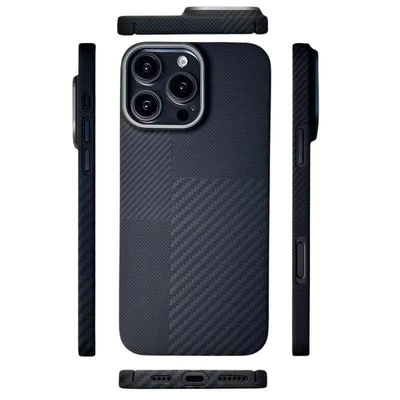 Premium iPhone Case — Real Carbon Fiber Aramid Ultra-Thin Full-Coverage Cover with No-Case Feel, Shockproof Anti-Fingerprint Lightweight Design