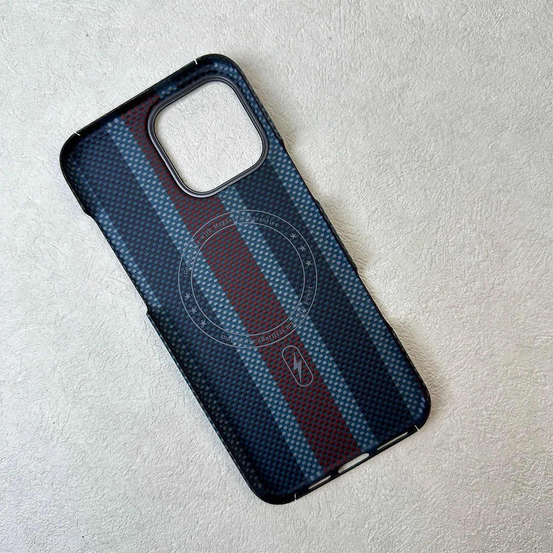 Premium iPhone Case — Real Carbon Fiber Aramid Ultra-Thin Full-Coverage Cover with No-Case Feel, Shockproof Anti-Fingerprint Lightweight Design