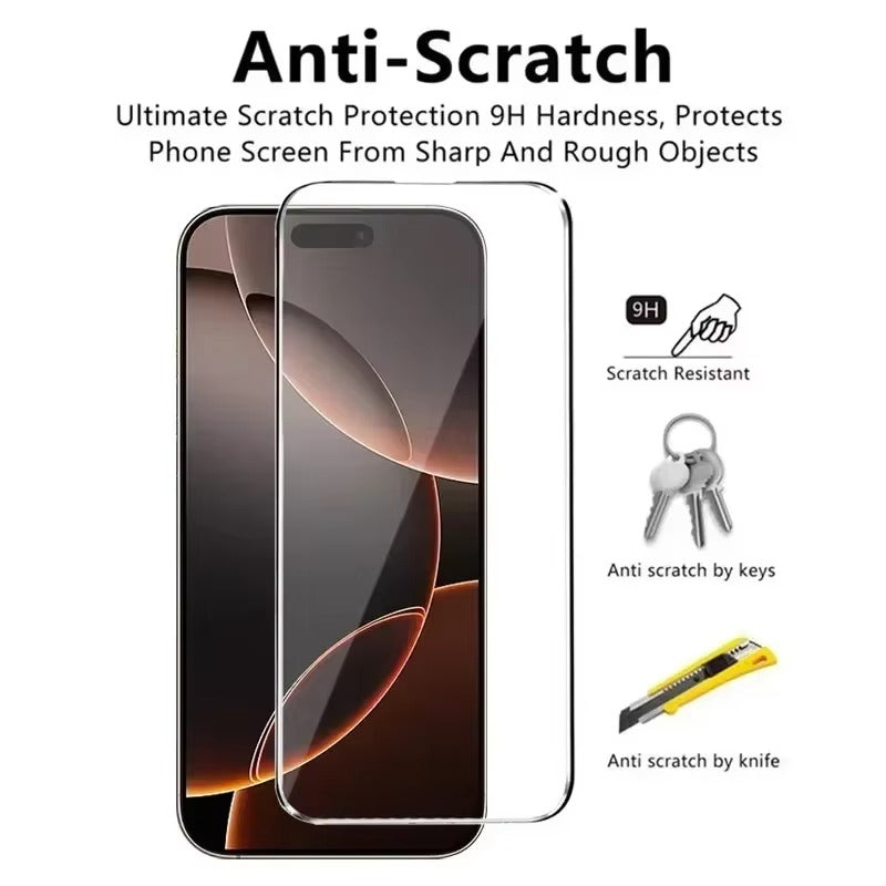 Premium iPhone Full Cover Tempered Glass Screen Protector – Clear HD Front Protection, Anti-Fingerprint, Anti-Scratch & Shatter-Resistant Protective Glass