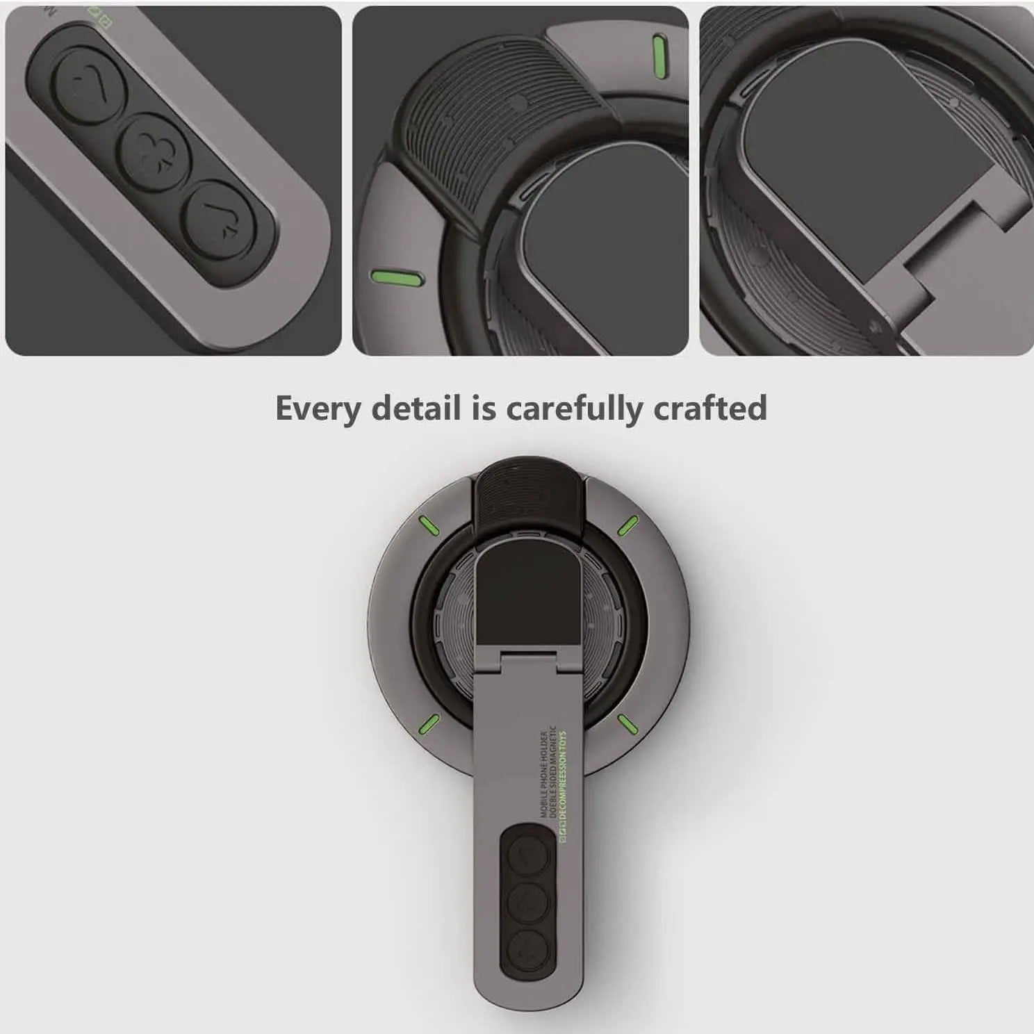 Premium iPhone MagSafe Phone Grip Stand, 3-in-1 Magnetic Finger Ring Holder with Double-Sided Aluminum Design for Secure Grip & Hands-Free Viewing