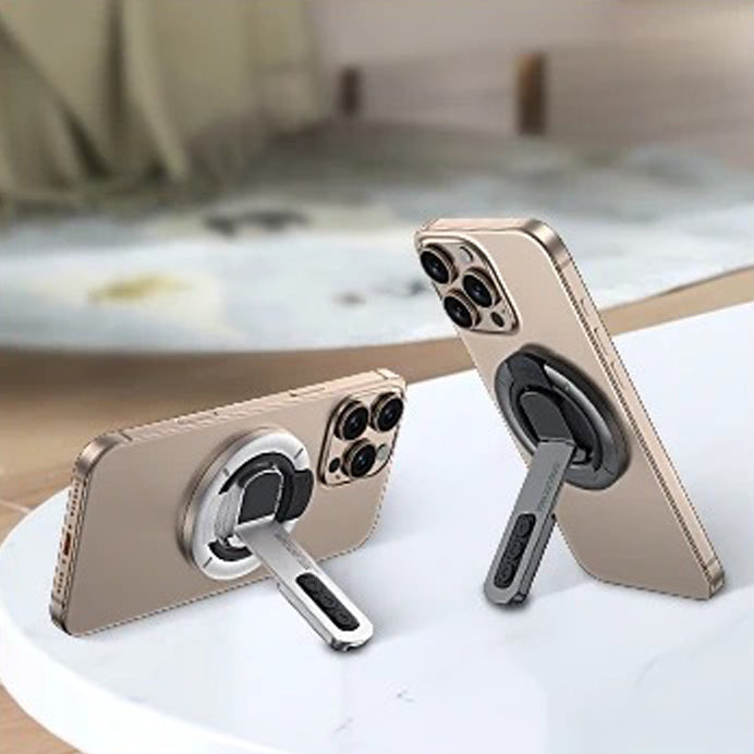 Premium iPhone MagSafe Phone Grip Stand, 3-in-1 Magnetic Finger Ring Holder with Double-Sided Aluminum Design for Secure Grip & Hands-Free Viewing