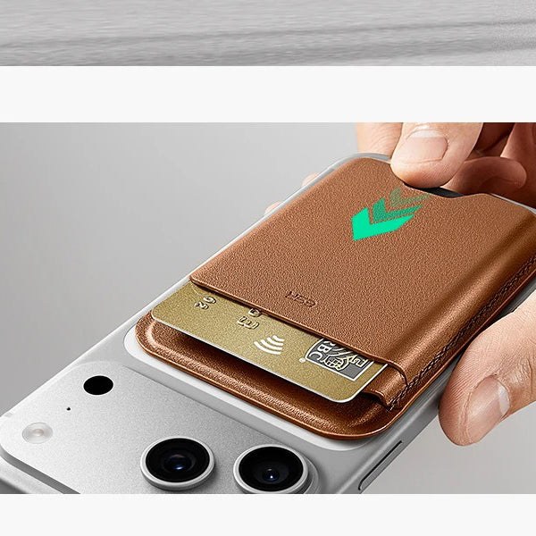 Premium iPhone Magnetic RFID Wallet Card Holder, MagSafe-Compatible Slim Vegan Leather Wallet with Secure Storage