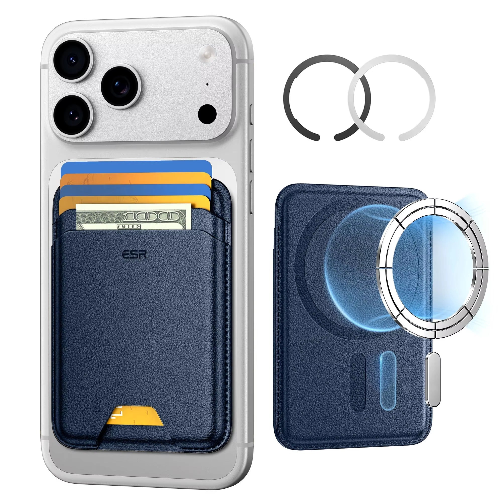 Premium iPhone Magnetic RFID Wallet Card Holder, MagSafe-Compatible Slim Vegan Leather Wallet with Secure Storage