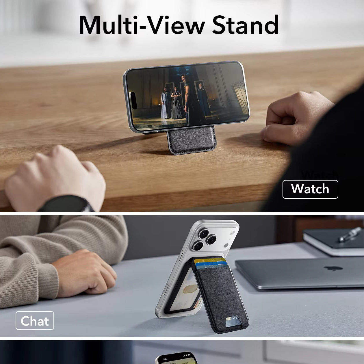 Premium iPhone Magnetic RFID Wallet Card Holder, MagSafe-Compatible Slim Vegan Leather Wallet with Secure Storage