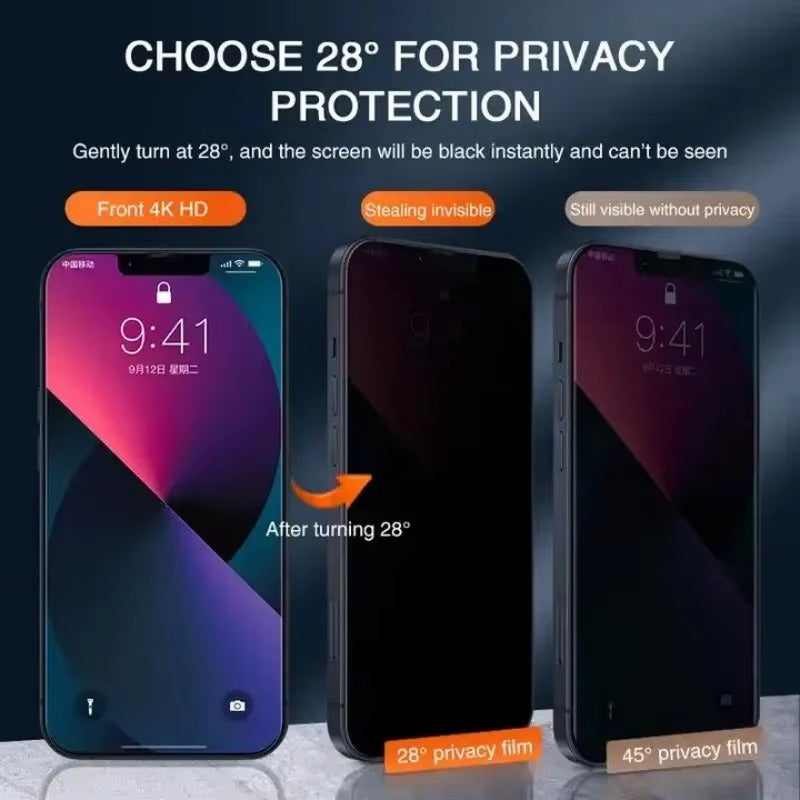 Premium iPhone Privacy Screen Protector – Anti-Spy Tempered Glass, Full Screen Front Protection, Clear View Display, Scratch-Resistant Protective Glass
