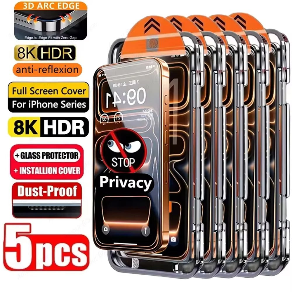 Premium iPhone Privacy Screen Protector – Oleophobic Tempered Glass with Anti-Spy Protection, Anti-Fingerprint, Anti-Scratch & Shatter-Resistant HD Glass