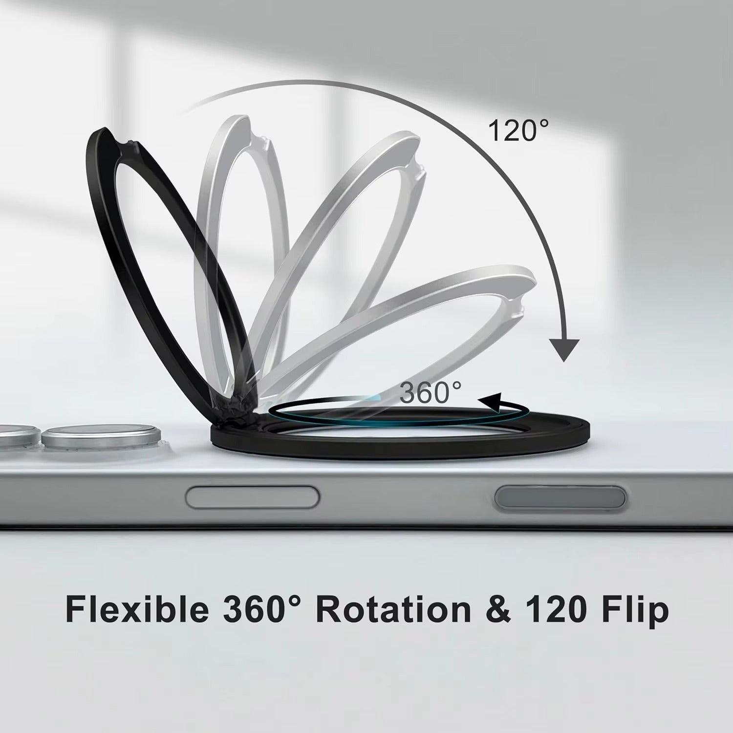 Refined iPhone Magnetic Ring Phone Holder, Slim Aluminum Metal Grip with 360° Rotation, Multi-Angle Stand & Secure MagSafe Hold