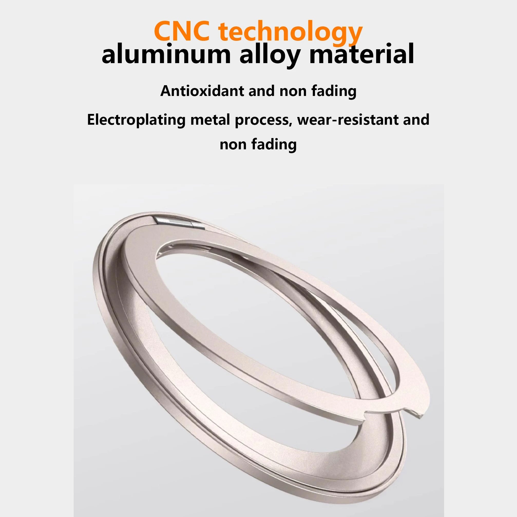 Refined iPhone Magnetic Ring Phone Holder, Slim Aluminum Metal Grip with 360° Rotation, Multi-Angle Stand & Secure MagSafe Hold