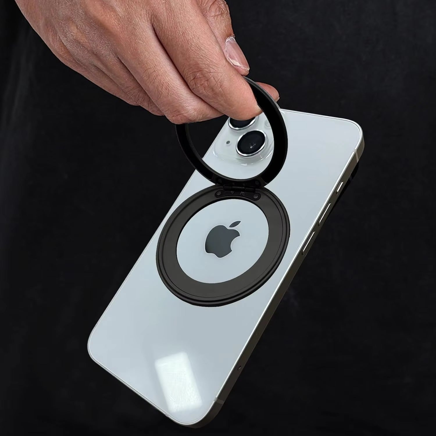 Refined iPhone Magnetic Ring Phone Holder, Slim Aluminum Metal Grip with 360° Rotation, Multi-Angle Stand & Secure MagSafe Hold