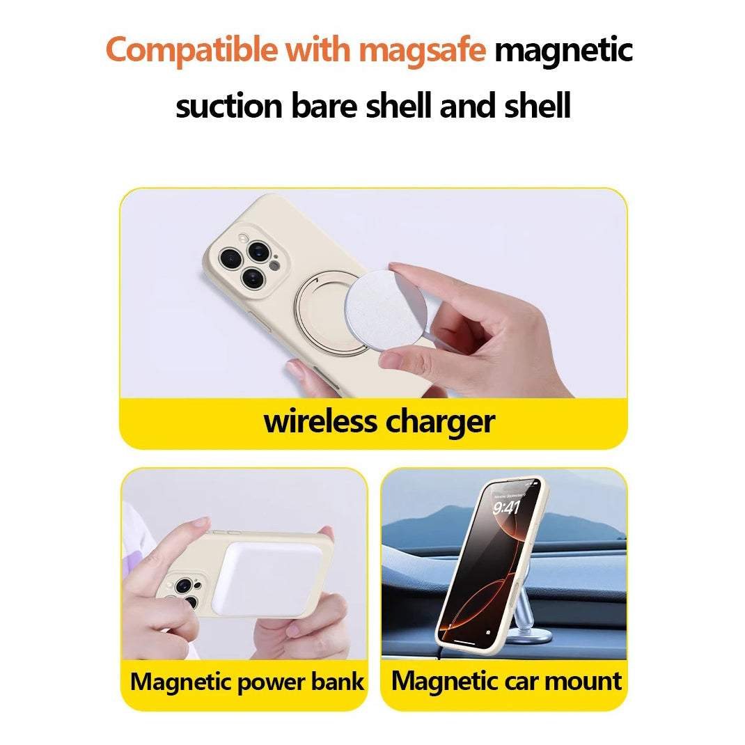 Refined iPhone Magnetic Ring Phone Holder, Slim Aluminum Metal Grip with 360° Rotation, Multi-Angle Stand & Secure MagSafe Hold