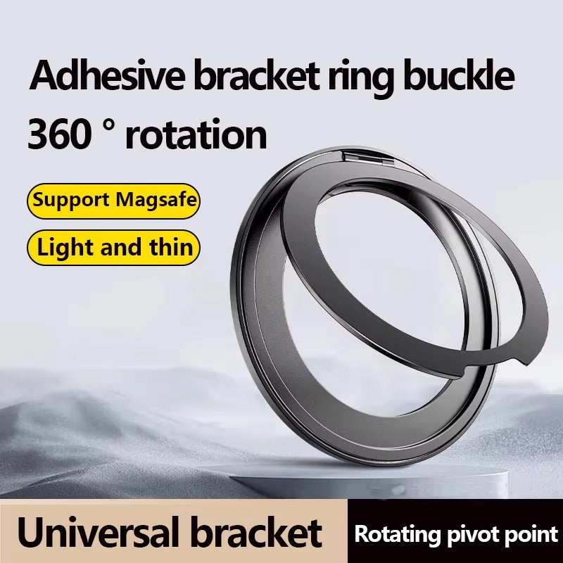Refined iPhone Magnetic Ring Phone Holder, Slim Aluminum Metal Grip with 360° Rotation, Multi-Angle Stand & Secure MagSafe Hold