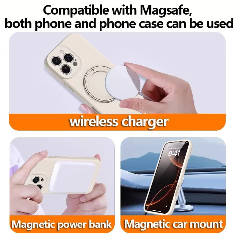 Refined iPhone Magnetic Ring Phone Holder, Slim Aluminum Metal Grip with 360° Rotation, Multi-Angle Stand & Secure MagSafe Hold