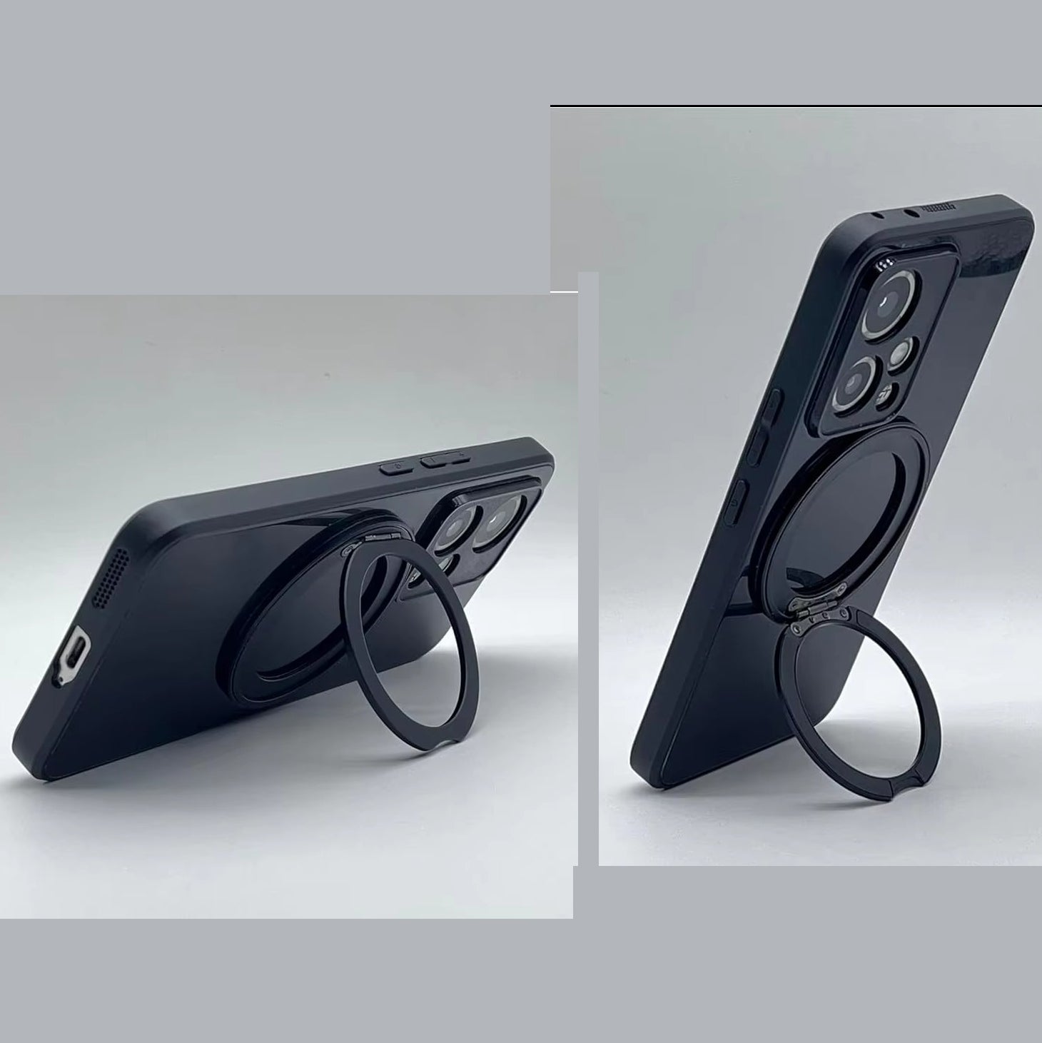 Refined iPhone Magnetic Ring Phone Holder, Slim Aluminum Metal Grip with 360° Rotation, Multi-Angle Stand & Secure MagSafe Hold