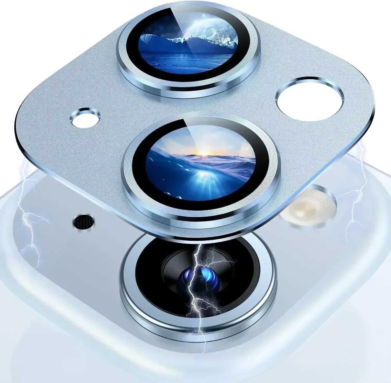 Refined iPhone Titanium Black Camera Lens Protector, Metal Tempered Glass Cover with Full Coverage, Scratch Resistance & Impact Protection