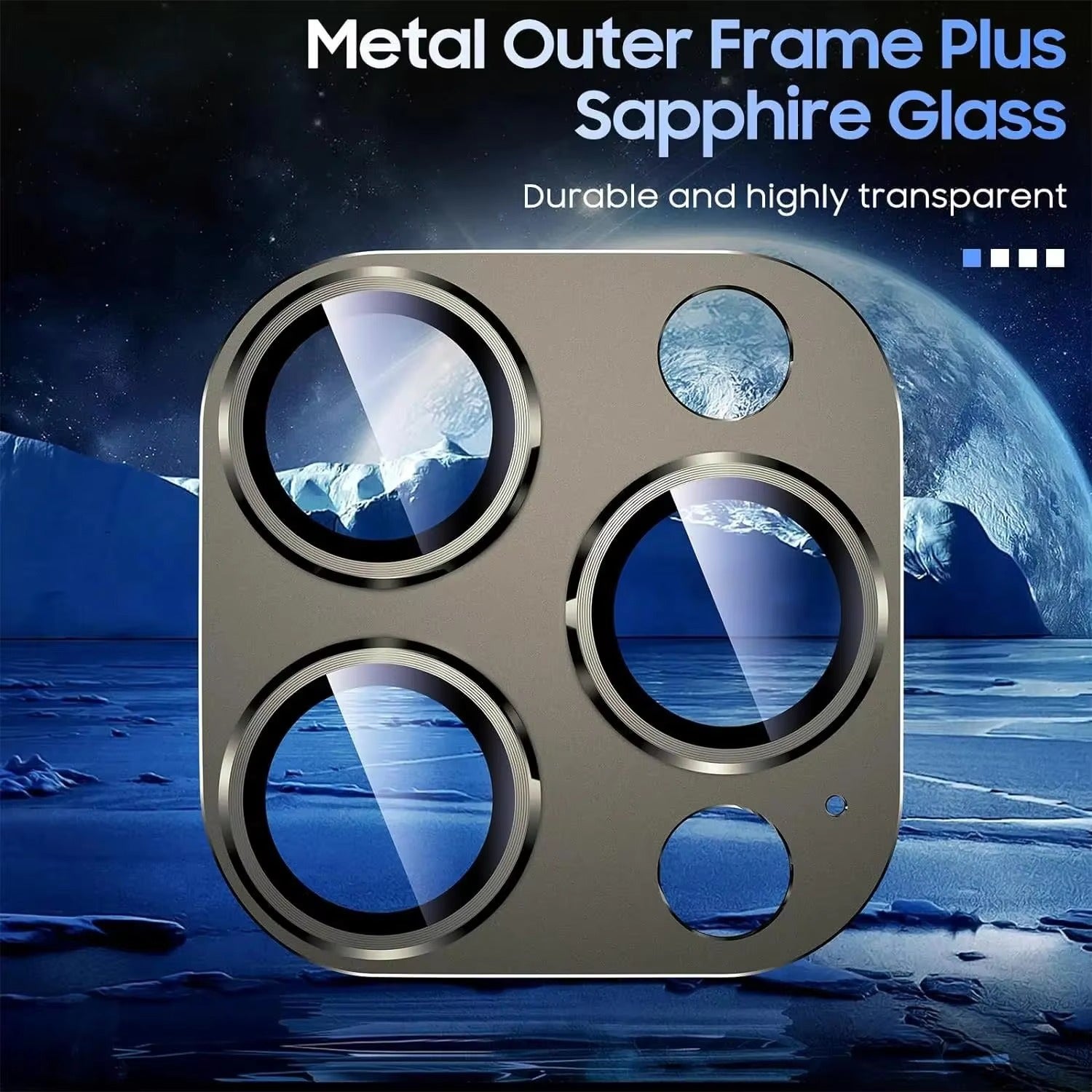 Refined iPhone Titanium Black Camera Lens Protector, Metal Tempered Glass Cover with Full Coverage, Scratch Resistance & Impact Protection