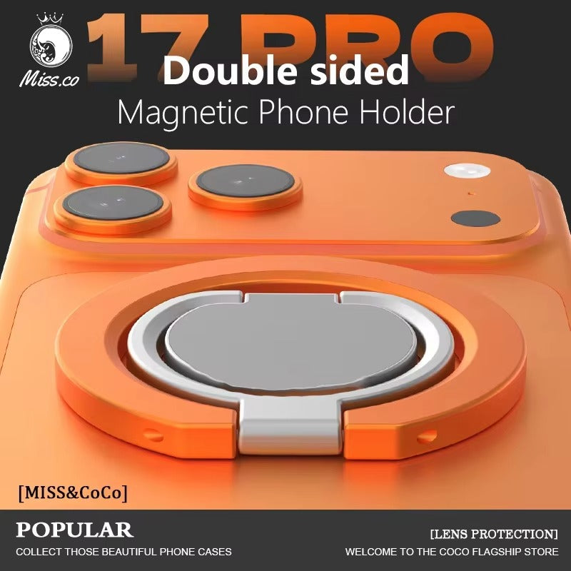 Rugged MagSafe Double-Sided Magnetic Phone Ring Stand, Aluminum Kickstand Grip with Strong Hold for Car, Gym & Desk Use