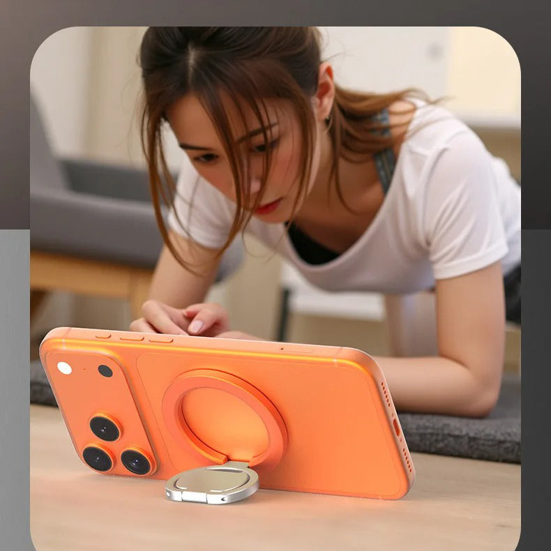 Rugged MagSafe Double-Sided Magnetic Phone Ring Stand, Aluminum Kickstand Grip with Strong Hold for Car, Gym & Desk Use