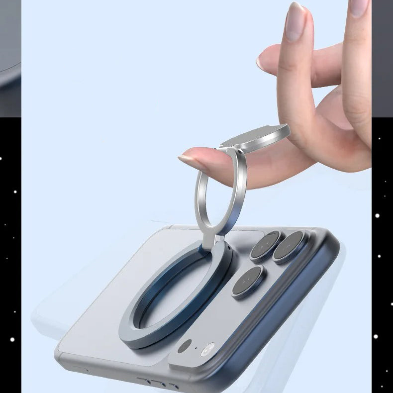 Rugged MagSafe Double-Sided Magnetic Phone Ring Stand, Aluminum Kickstand Grip with Strong Hold for Car, Gym & Desk Use