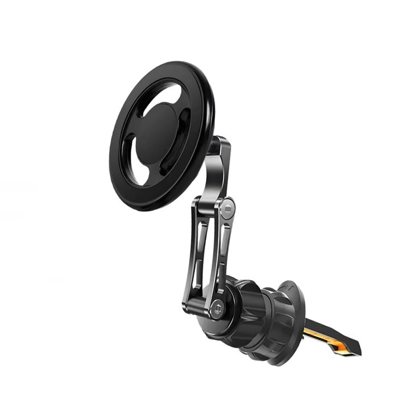 Rugged Magnetic Car Wireless Charger Stand, 15W Fast-Charge Metal Mount with 360° Rotation and Foldable Design