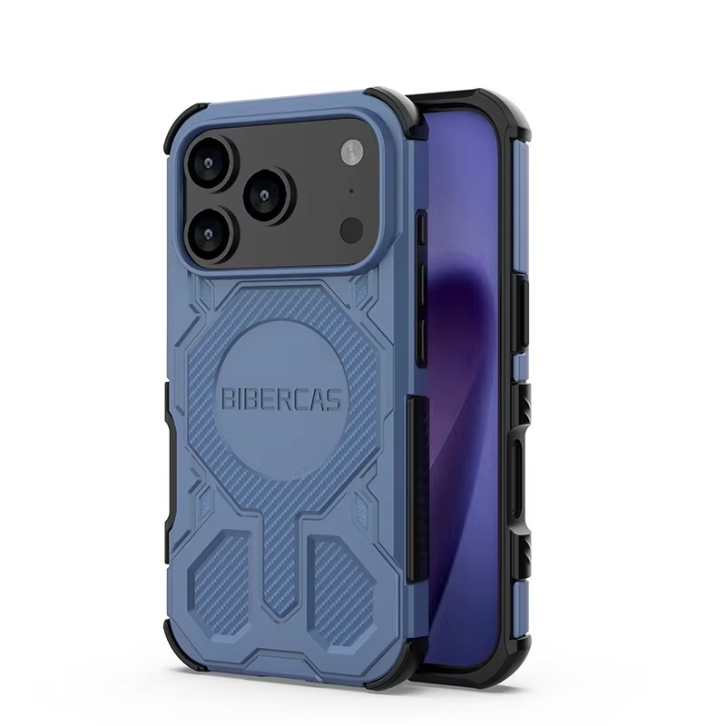 Rugged Magnetic iPhone Case Shockproof Heavy Duty Protection — Hard PC Dual Layer Armor Cover, Kickstand Support, Anti-Fingerprint, Dustproof, Non-Slip