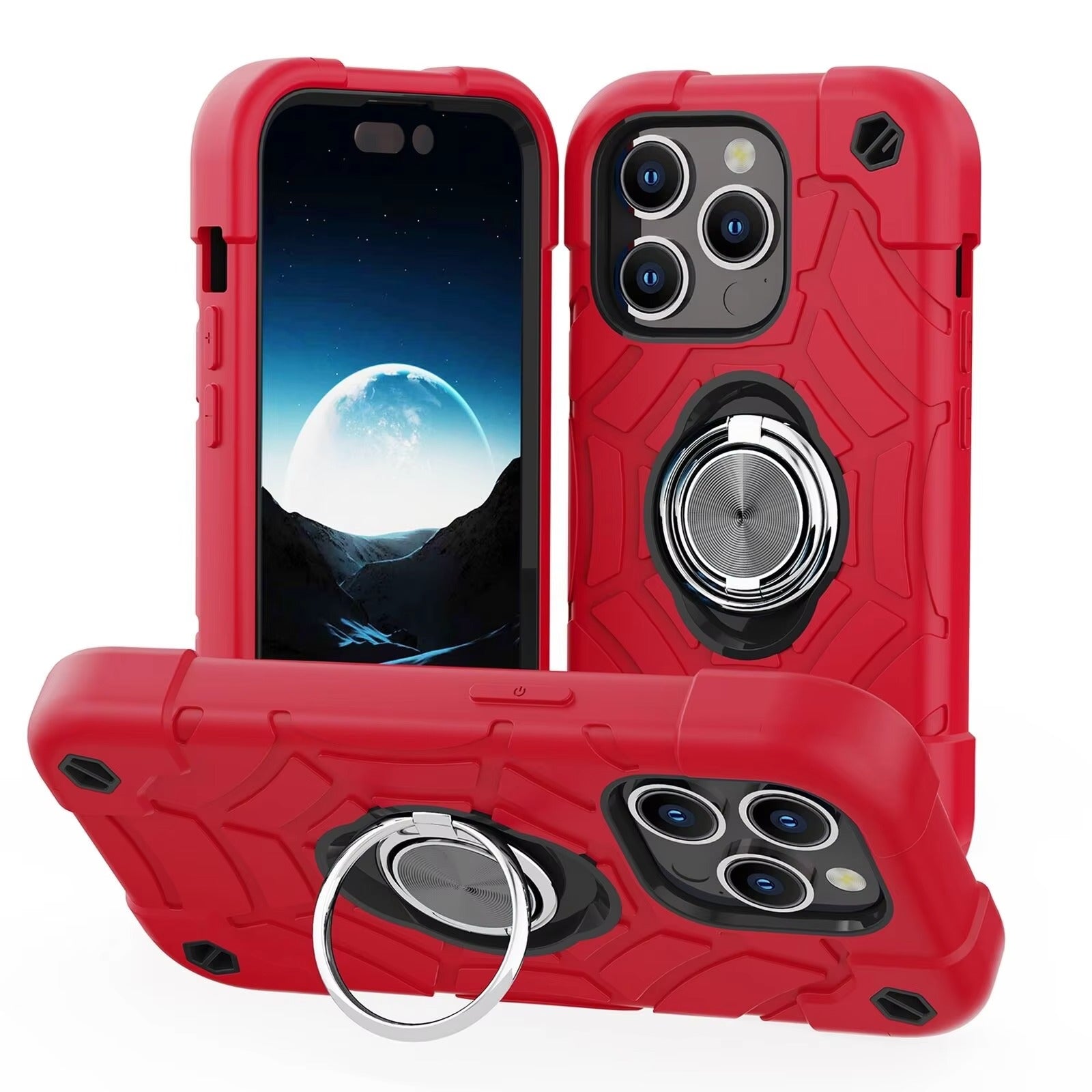 Rugged iPhone Case Military Grade Shockproof Protection — Heavy Duty Cover with Kickstand Ring Holder, Drop-Resistant Design, Full Body Defense