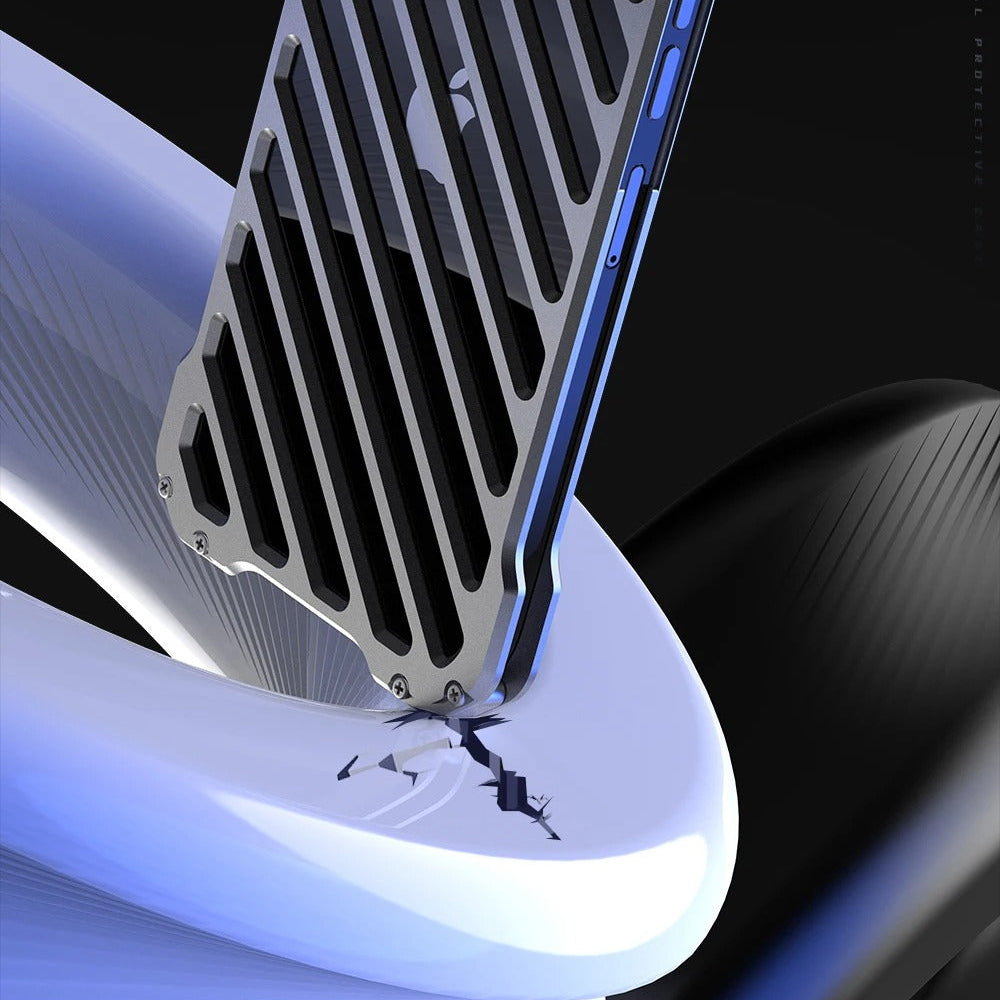 Rugged iPhone Case — Aluminum Alloy Heat-Dissipation Armor Cover with Shockproof Heavy-Duty Full-Coverage Metal Design