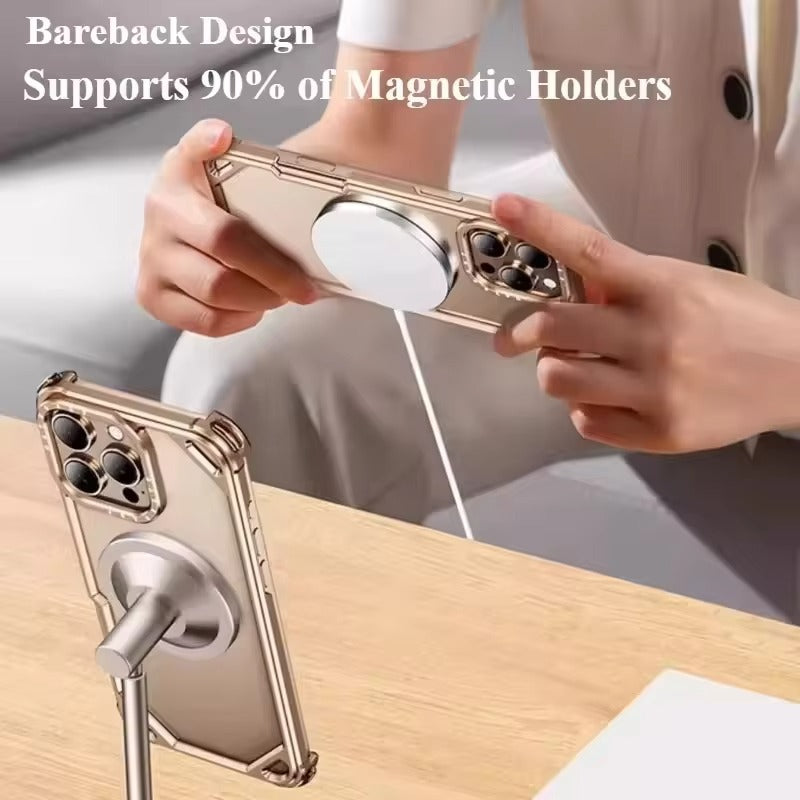 Rugged iPhone Case — Aviation Aluminum Frameless Metal Bumper with Heat-Dissipation Shell, Shockproof Drop-Resistant Protection & Lightweight Open-Frame Design