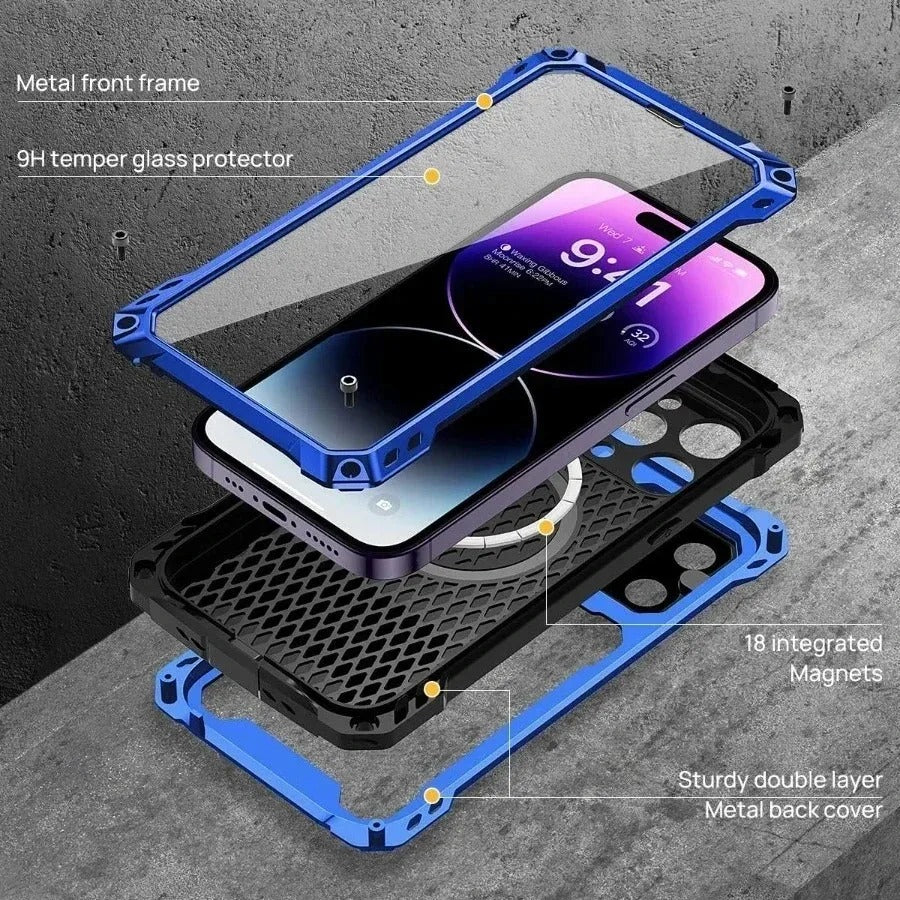 Rugged iPhone Case — Full-Body Military-Grade Cover with Built-In Screen Protector, Slide Camera Guard, Kickstand and Heavy-Duty Non-Slip Design
