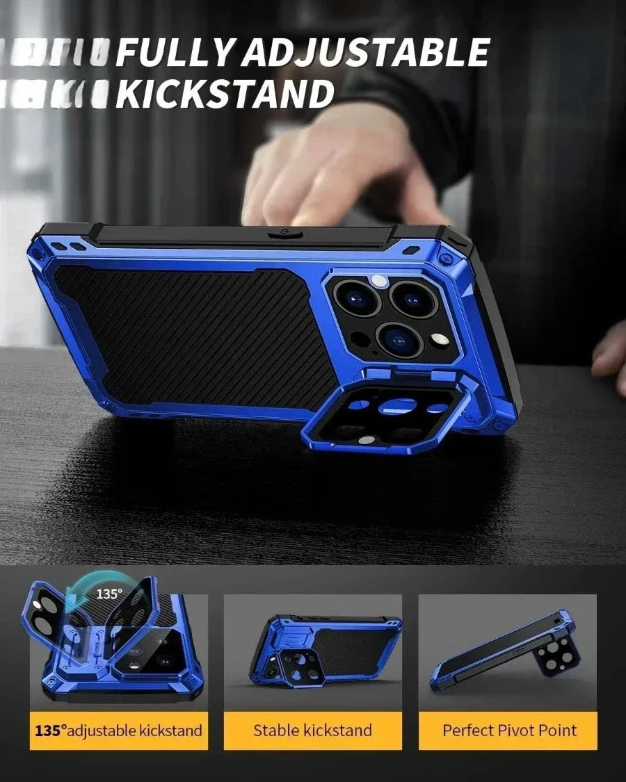 Rugged iPhone Case — Full-Body Military-Grade Cover with Built-In Screen Protector, Slide Camera Guard, Kickstand and Heavy-Duty Non-Slip Design
