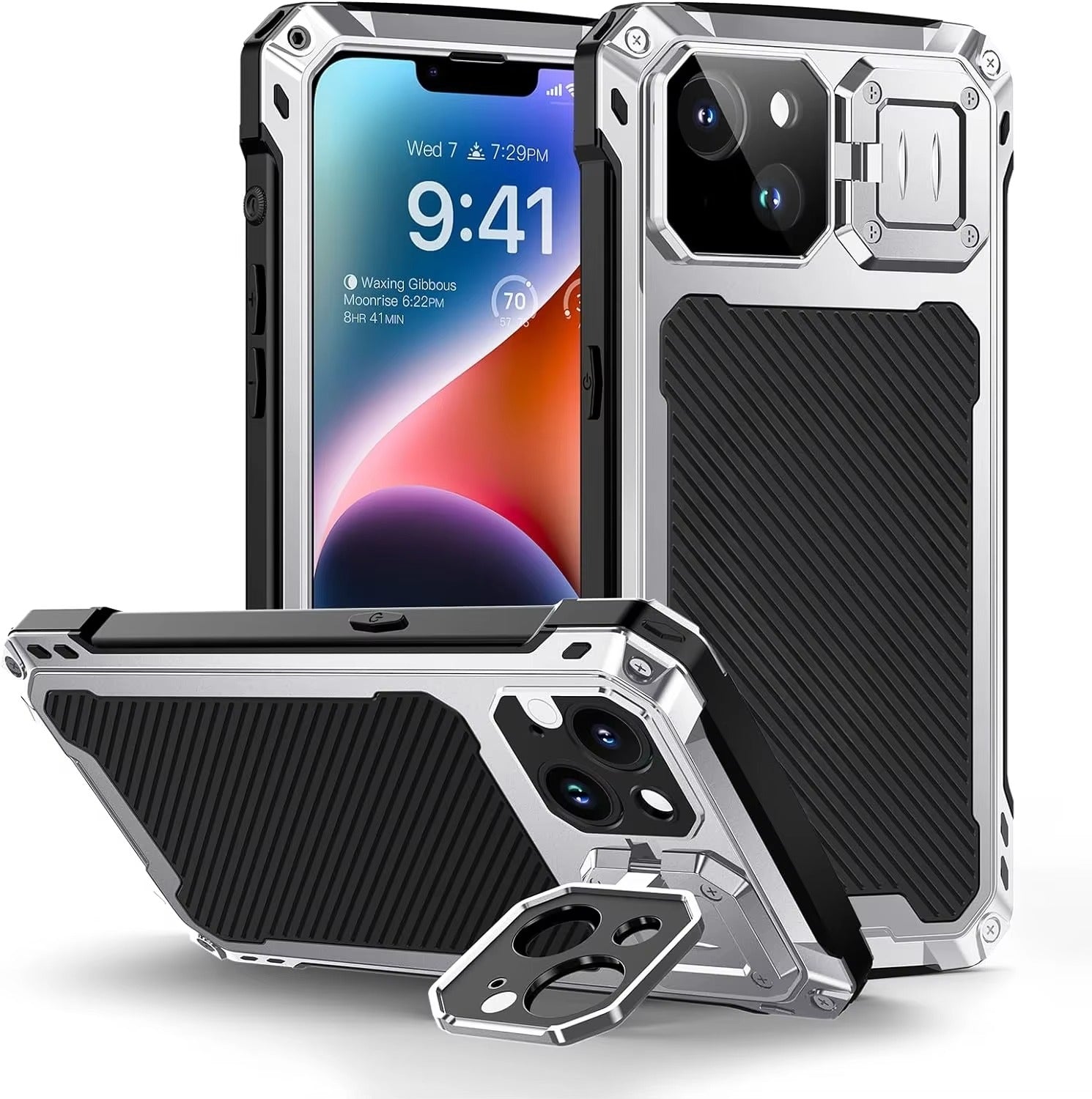 Rugged iPhone Case — Full-Body Military-Grade Cover with Built-In Screen Protector, Slide Camera Guard, Kickstand and Heavy-Duty Non-Slip Design