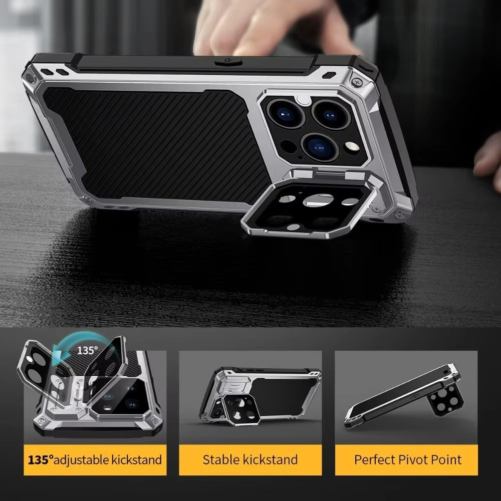 Rugged iPhone Case — Full-Body Military-Grade Cover with Built-In Screen Protector, Slide Camera Guard, Kickstand and Heavy-Duty Non-Slip Design