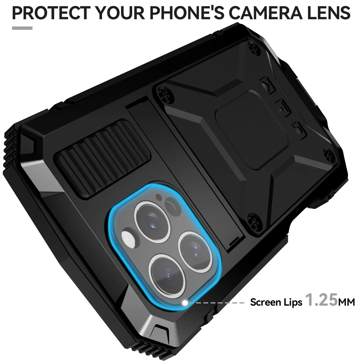 Rugged iPhone Case — Heavy-Duty Aluminum Armor Cover with Shockproof Bumper Design, Screen Guard Protection and Dustproof Anti-Fingerprint Finish