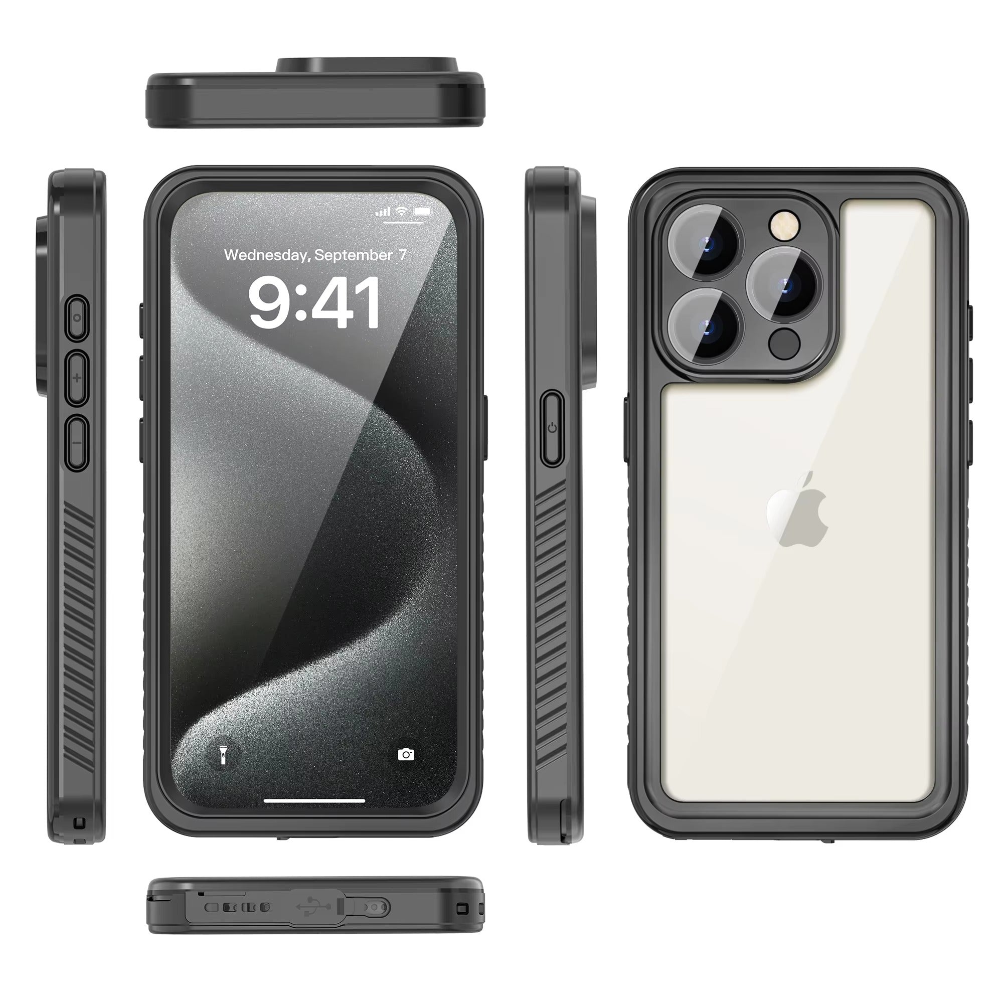 Rugged iPhone Case — IP68 Waterproof Full-Body Magnetic Cover with Built-In Screen Protector, Dual-Layer Drop Protection and 360° Dustproof Non-Slip Design