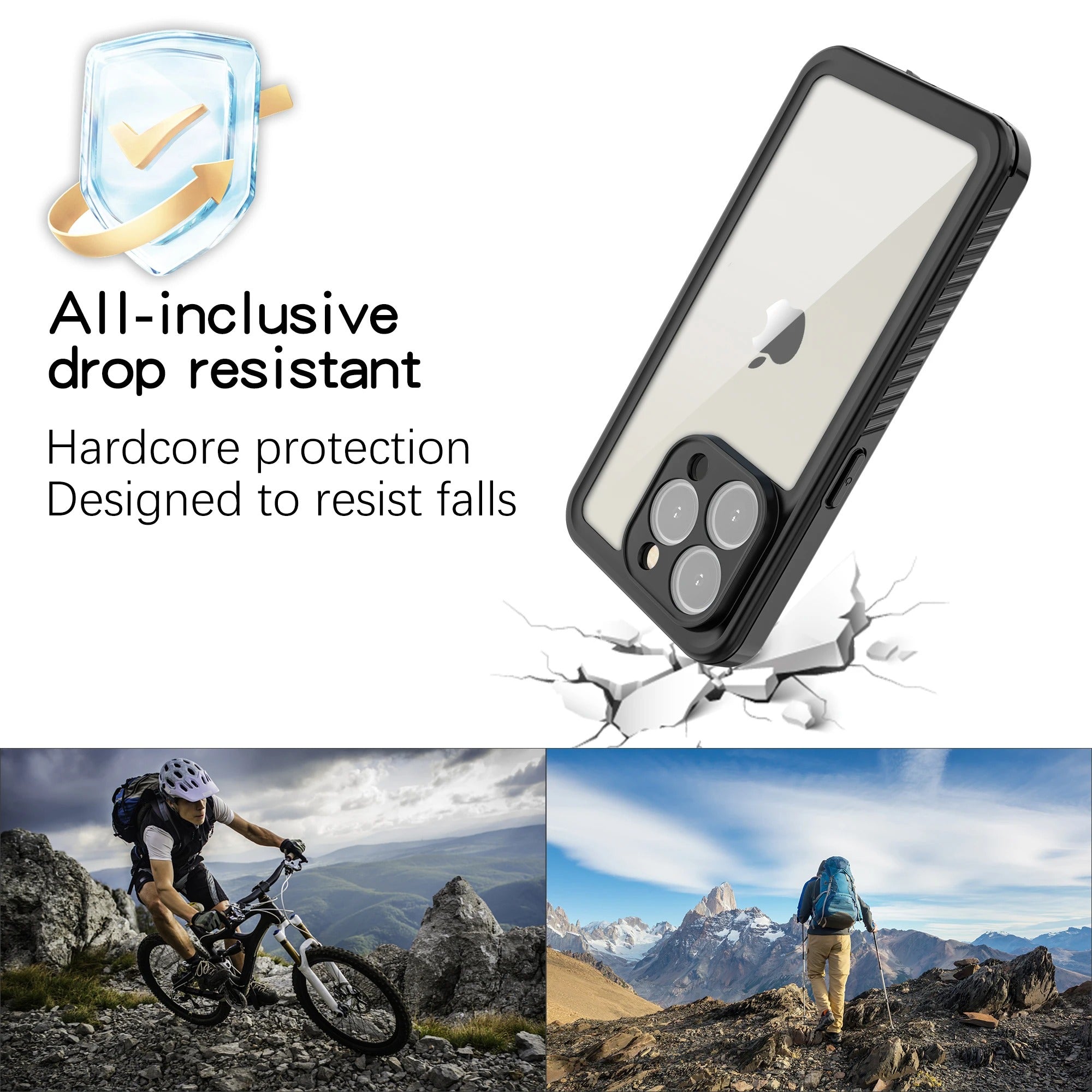 Rugged iPhone Case — IP68 Waterproof Full-Body Magnetic Cover with Built-In Screen Protector, Dual-Layer Drop Protection and 360° Dustproof Non-Slip Design