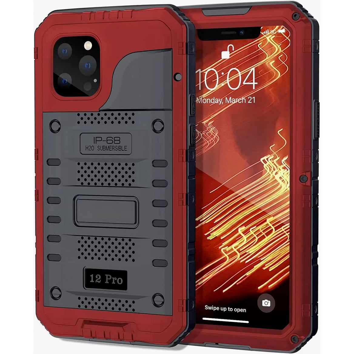 Rugged iPhone Case — IP68 Waterproof Metal Armor Cover with Full-Body Shockproof Protection, Screen Guard, Dustproof Heavy-Duty Design