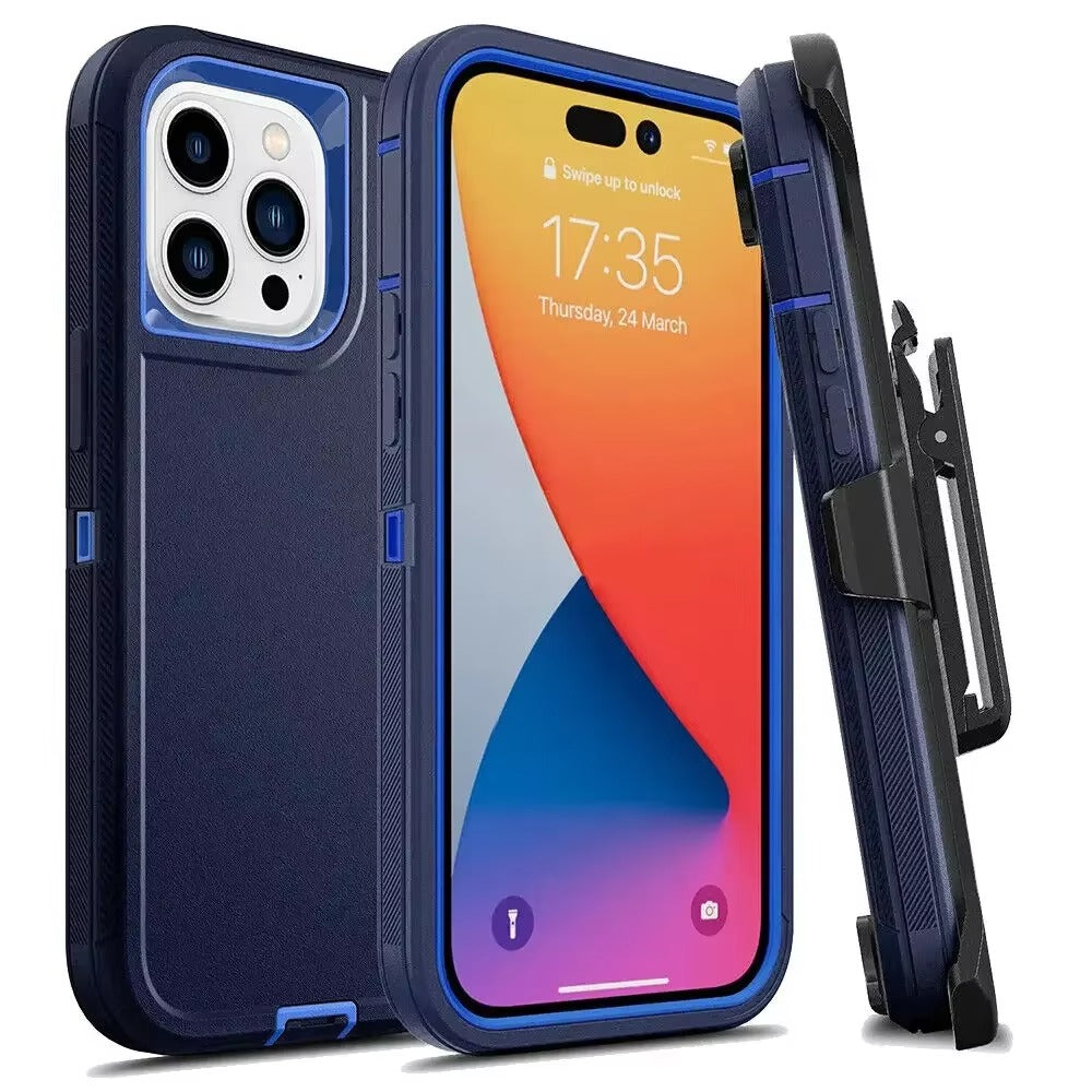 Rugged iPhone Case — Military-Grade Heavy-Duty Armor Box Cover with Belt Clip, Dual-Layer Shockproof Protection, Kickstand and Non-Slip Dustproof Design