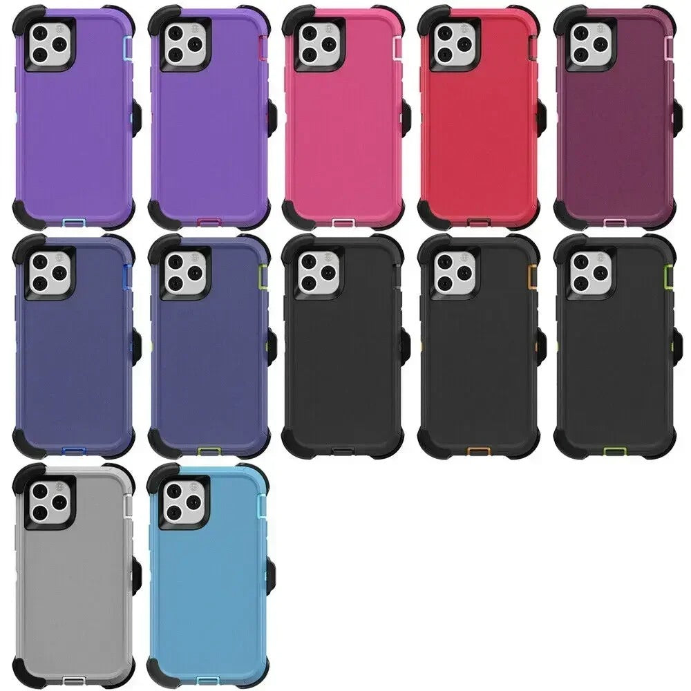 Rugged iPhone Case — Military-Grade Heavy-Duty Armor Box Cover with Belt Clip, Dual-Layer Shockproof Protection, Kickstand and Non-Slip Dustproof Design
